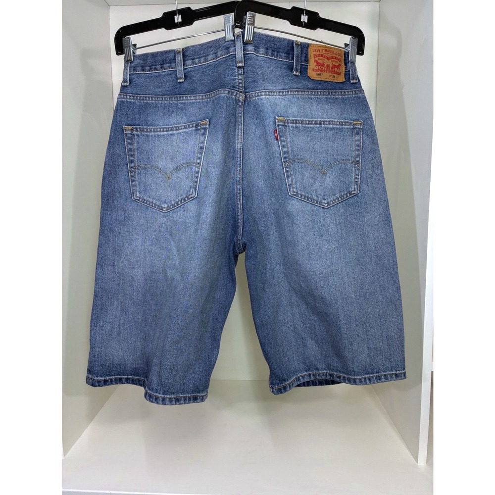 Levis 569 Loose Straight Denim Shorts Mens 38 Blue Medium Wash Baggy Jorts